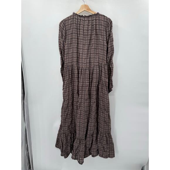 Free people Brown Plaid Button Down Edie Flannel Dress - Picture 5 of 7
